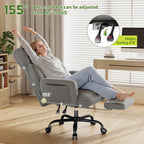 Big and Tall Office Chair with Adjustable Arms and Back, Ergonomic Office Chair with Footrest and Comfortable Fabric for Home Office, Bedroom,Grey