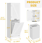 DWVO Tilt Out Laundry Hamper - 53" Tall Bathroom Storage Cabinet Laundry Cabinet with Adjustable Shelves and Clothes Basket, Hamper Cabinet Shelf for Laundry Room Bathroom Organizer, White