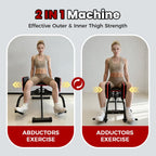 Hip Abductor Machine for Home Gym, 9 Levels Glute Workout Equipment, Booty Builder with 2 Resistance Bands, 2 in 1 Glute & Thigh Abductor Machine for Women & Men