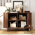 ONBRILL 48" Sideboard Buffet Cabinet with Storage, Storage Cabinet with Sliding Door & Adjustable Shelf, Modern Accent Coffee Bar Console Table for Kitchen, Entryway, Walnut