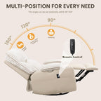 GRAINELL Rocking Chair Nursery, Electric Swivel Recliner Glider with Adjustable Armrests, Nursing Chair with USB Charger, Cup & Blanket Holders, Beige Corduroy & PU Leather