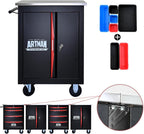 Artman Double Door Rolling Tool Chest, Black & Red Modular Tool Box with Wheels, Heavy-Duty Rolling Tool Cabinet for Garage & Workshop Storage