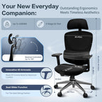 Ergonomic Office Chair Heavy Duty 1600lbs, High Back Desk Chair with 4D Armrests, Dual Back Support, Big & Tall Computer Chair, Sliding Seat, Adjustable Headrest & Lumbar, 135° Reclining (Black)