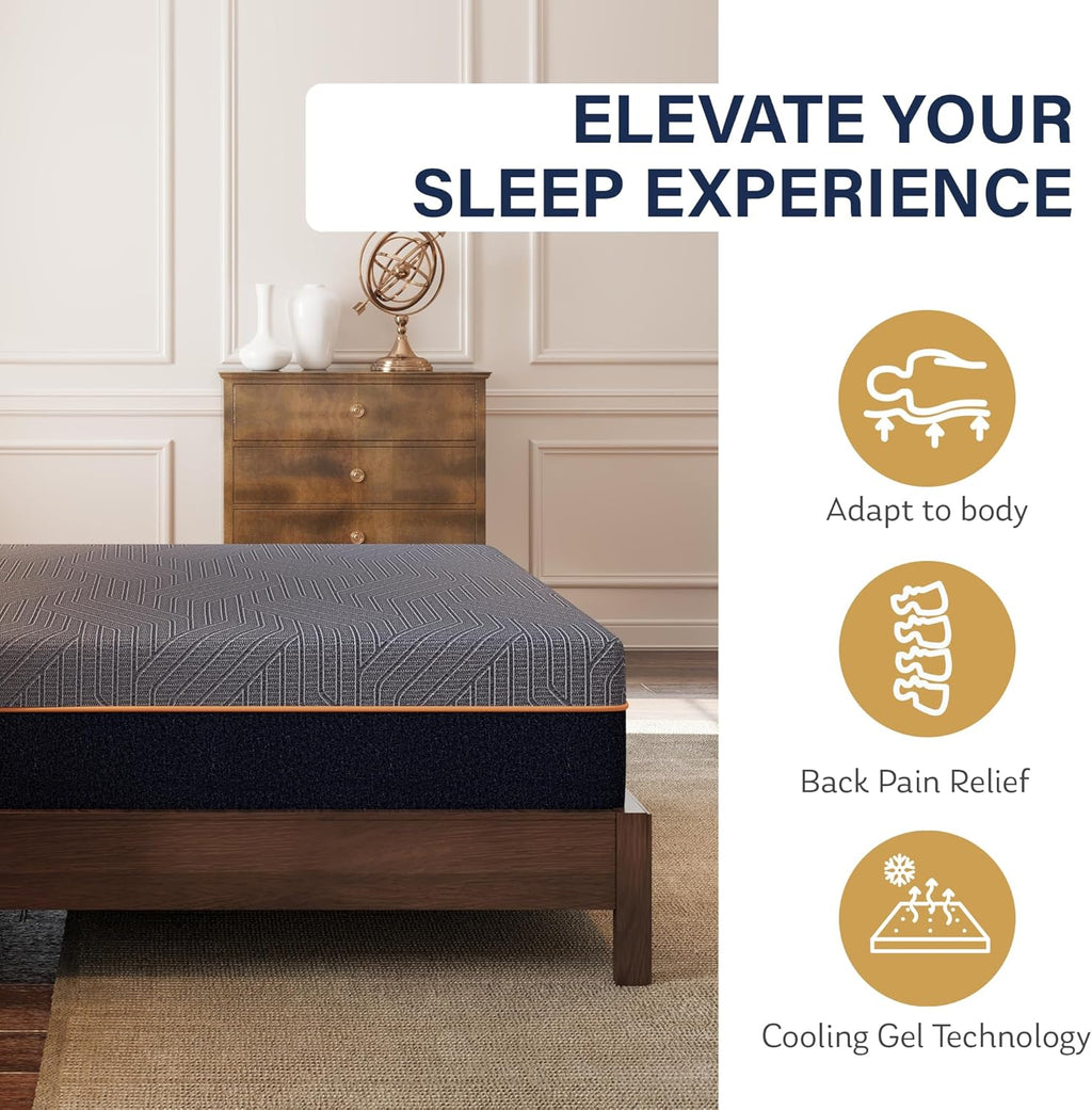 EGOHOME 12 Inch Queen Mattress, Copper Gel Cooling Memory Foam for Back Pain Relief, Therapeutic Bed in a Box, Foam Made in USA, CertiPUR-US Certified, 60x80x12 Black