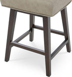 CHITA 26 Inch Counter Height Swivel Bar Stools Set of 2, FSC Certified Modern Upholstered Faux Leather Swivel Barstool Chair with Back, Stone Grey