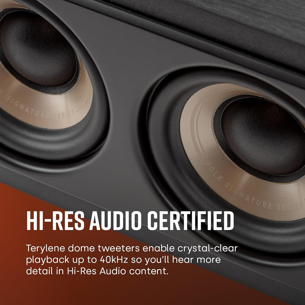 Polk Signature Elite ES35 Slim Center Channel Speaker - Hi-Res Audio Certified  Dolby Atmos & DTS:X Compatible  1" Tweeter & (6) 3" Woofers  Dual Power Port for Effortless Bass  Stunning Black