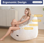 MAXYOYO Bean Bag Chair, Comfy Bean Bag Sofa with Back Support, Faux Fur Bean Bag Chair for Adults and Kids, Stuffed Floor Sofa for Living Room, Bedroom, Apartment, Beige