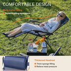 Sweetcrispy Zero Gravity Chairs, Set of 4 Portable Recliner Beach Camping Patio Outdoor Folding Lounge Chair with Cup Holder Trays and Adjustable Pillow for Poolside, Garden, Backyard, Lawn (Blue)