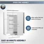 Metal Garage Storage Cabinet with Lock, 71" Tall Steel Storage Locker with 4 Adjustable Shelves, Heavy Duty Metal Cabinet for Garage, Office, Home, 31.5”W × 16.5”D, White
