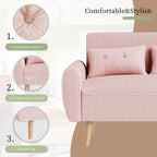 Vongrasig 47" Small Modern Loveseat Sofa, Mid Century Soft Corduroy Fabric 2-Seat Sofa Couch Tufted Love Seat with Back Cushions and Tapered Legs for Living Room, Bedroom and Small Space (Pink)