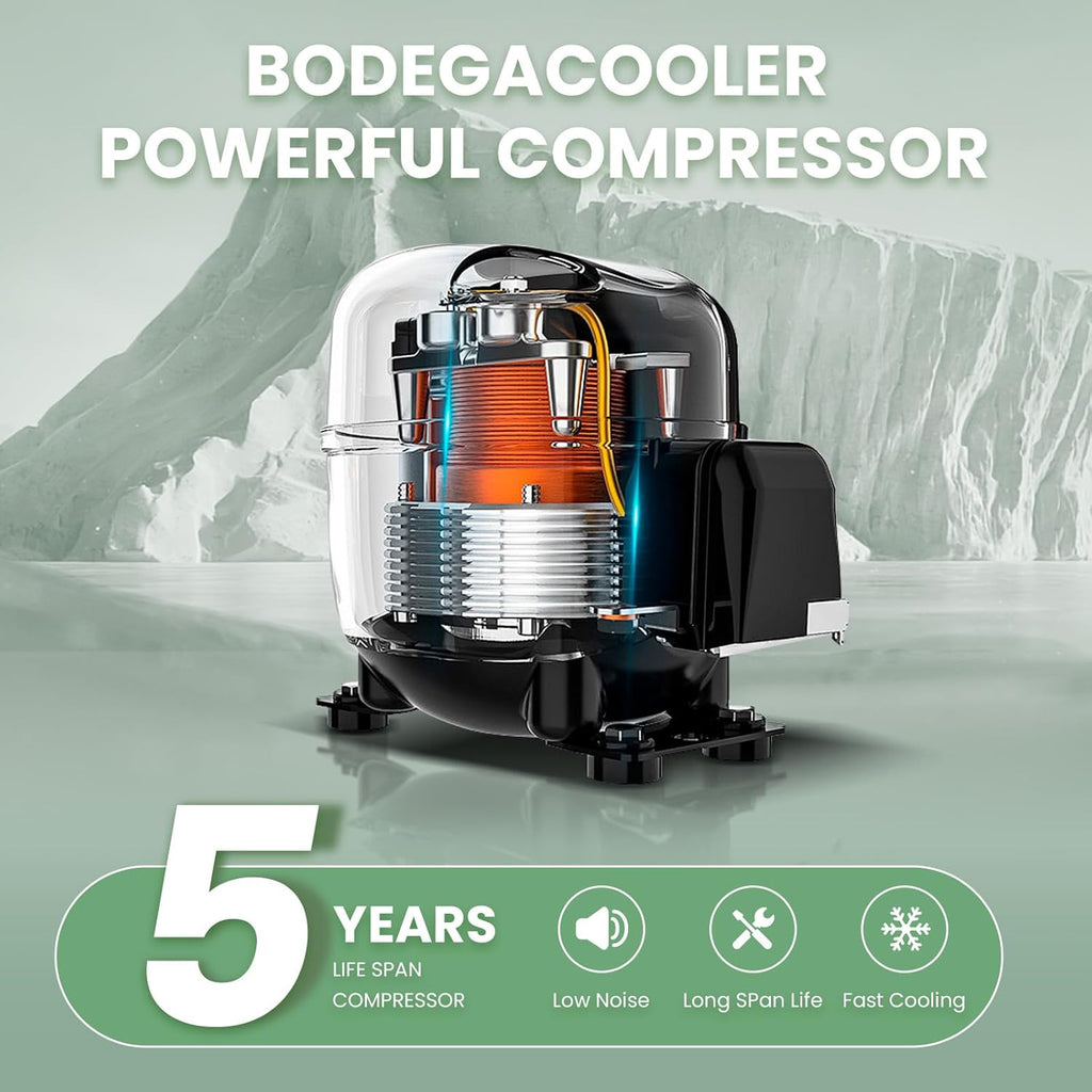 BODEGA BODEGACOOLER 12 Volt Car Refrigerator, 18 Quart Portable Freezer, Car Fridge -4℉-68℉, Compressor Electric Cooler 12/24V DC100-240 Volt AC for Outdoor RV Camping Travel Vehicles Home Use