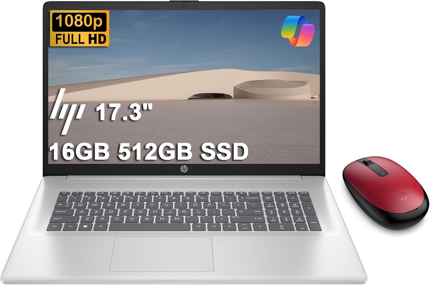 HP 17.3 inch Laptop w/Bluetooth Mouse (17.3" FHD Anti-Glare  AMD Ryzen 5 (> Intel i7-1165G7)  16GB RAM  512GB SSD) for Business  Home  Student  Long Battery Life  Webcam  Fast Charge  Win 11 Home