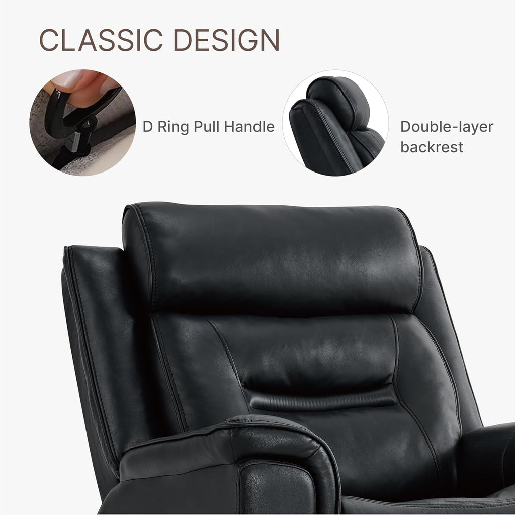 Leather Recliner Chair, 360° Swivel Rocker for Adults Manual Rocking Reclining Chair with Adjustable Backrest Footrest for Living Room Bedroom Home Theater Seating
