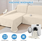 Deep Dream Sectional Couch Covers, 2 Pieces 100% Waterproof L Shaped Sofa Cover, Non Slip Couch Cover for Dogs Cats Washable, Pet Friendly Sofa Slipcovers Furniture Protector (X-Large, Beige)