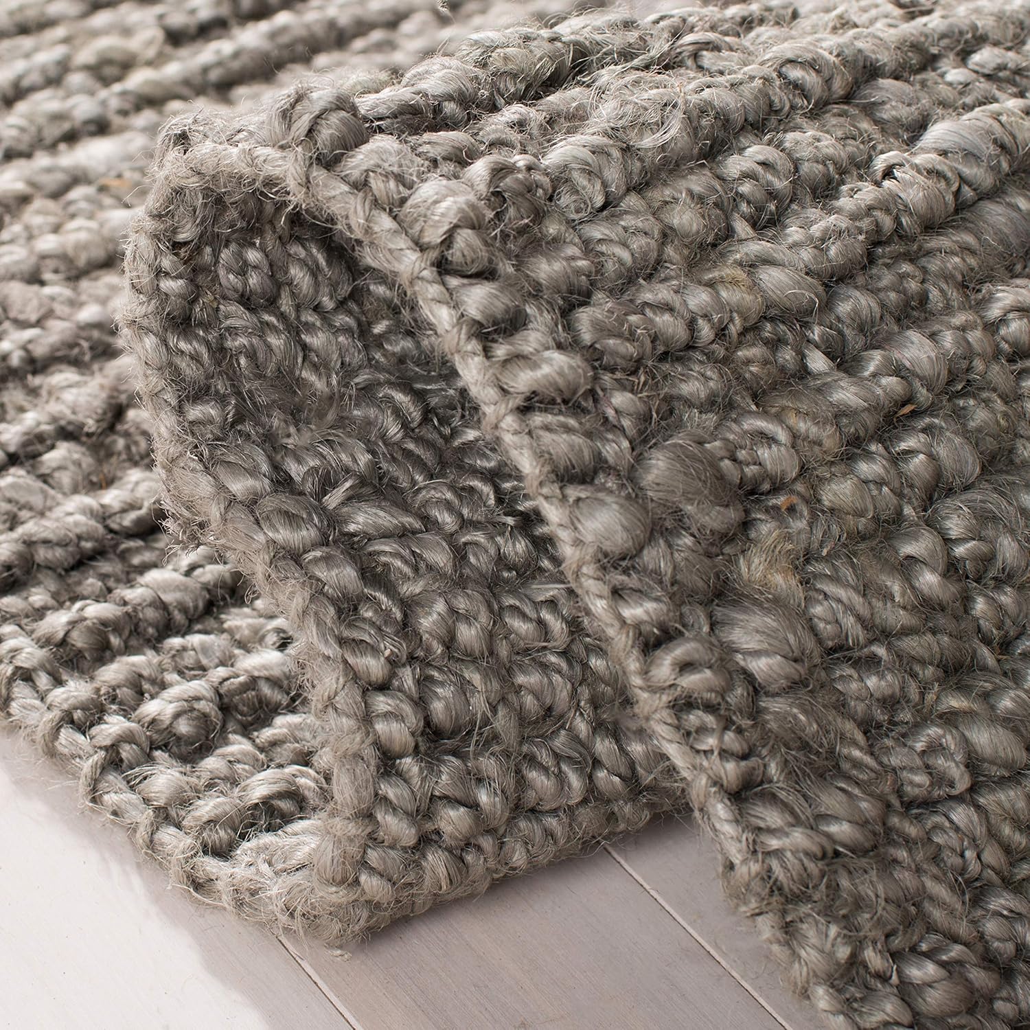 SAFAVIEH Area Rug 8x10 - Natural Fiber Collection - Large - Light Grey, Handmade Chunky Textured Jute, Thick (NF447G)