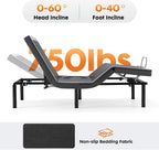 Sweetcrispy Adjustable Bed Frame Twin XL, Ergonomic Electric Bed Base with Wireless Remote and 2 USB Ports, Head and Foot Incline, Zero Gravity Bed, Anti-Snore, Easy Assembly