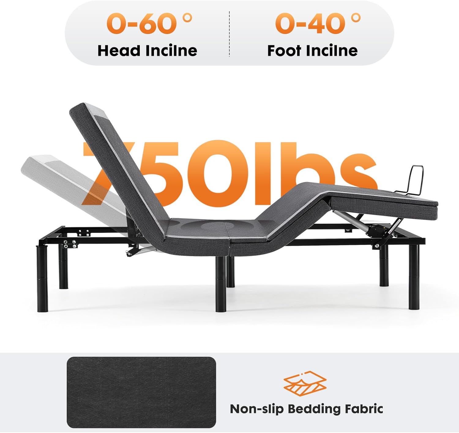 Sweetcrispy Adjustable Bed Frame Twin XL, Ergonomic Electric Bed Base with Wireless Remote and 2 USB Ports, Head and Foot Incline, Zero Gravity Bed, Anti-Snore, Easy Assembly