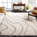 SAFAVIEH Florida Shag Collection Area Rug - 9'6" x 13', Cream & Beige, Non-Shedding & Easy Care, 1.2-inch Thick Ideal for High Traffic Areas in Living Room, Bedroom (SG471-1113)
