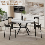 42" Round Dining Table for 2-4, Modern Kitchen Table with Faux Marble Tabletop & Metal Legs, Space Saving Circle Table with Storage, Wood Kitchen & Dining Room Tables for Kitchen Dining Room