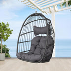 BULEXYARD Outdoor Egg Chair Without Stand, 350 Lbs Foldable Weather-Resistant Rattan Hanging Hammock with Cushion, Cozy Swing Basket Seat for Bedroom Balcony Patio Pergola Tree Mount, Dark Grey