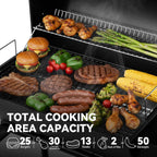 Royal Gourmet CC1830 28 Inch Barrel Charcoal Grill with Warming Rack, Outdoor BBQ Grill with 626 Sq. In. Grilling Space for Backyard, Patio and Parties, Black