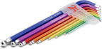 PB Swiss Tools Limited Edition 25Y Rainbow Hex Key Set PB 212.LH-10RB25YCN | 100% Swiss Made | 9-Piece Allen Wrench Set Color Coded by Size 1.5-10mm with Ball End