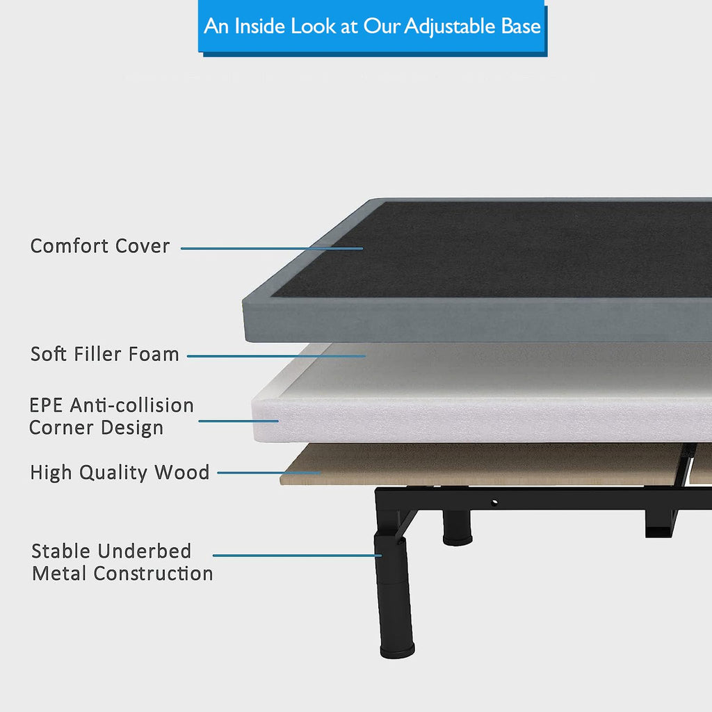 Twin XL Adjustable Bed Base | Dual Massage | USB Ports | Zero Gravity | Anti-Snore | Memory Positions | Under Bed Lighting | Wireless Remote | Zero Clearance