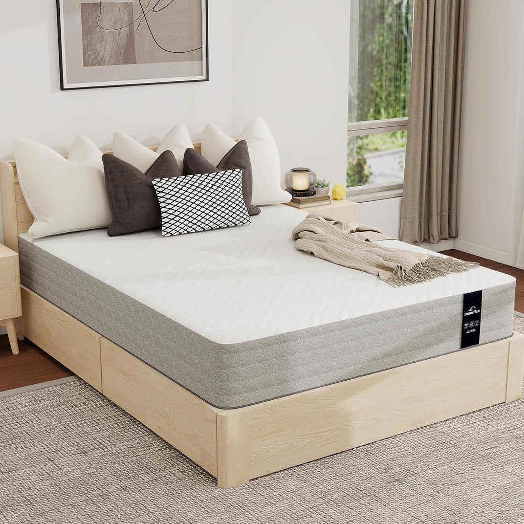 Lunarflex Twin Mattress, 10 Inch Hybrid Mattress in a Box, Fiberglass-Free Individual Pocket Spring & Breathable Foam Bed for Kids, Bunk Beds & Dorms, Medium Firm Support