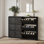 Shoe Cabinet with 3 Flip Drawers, 31.5" W Narrow Shoe Storage Cabinet for Entryway, Slim Shoe Organizer with Adjustable Shelves, Freestanding Shoe Rack for Hallway, Living Room, Black