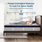 Avenco Queen Mattress, Hybrid Queen Size Mattress in a Box, 12 Inch Queen Size Mattresses with Comfort Foam and Pocket Coils for Pressure Relief Motion Isolation