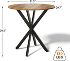 Unovivy 31.5" Small Round Dining Table for 2-4, Space Saving Circle Kitchen Dinner Table, Industrial Mid Century Modern Dining Room Desk for Kitchen, Apartment, Light Brown