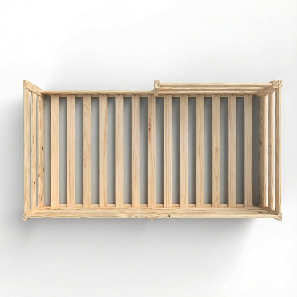 From the Tree Furniture Twin Size Floor Bed Frame, Solid Wood Montessori Bed for Toddlers & Kids, Low Platform Bed with Slats, Adult Weight Capacity, White or Unfinished (Unfinished)