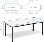 Garvee Large Dining Table for 6-8 People, 79" Wooden Kitchen Table with Sturdy Metal Frame, Dining Room Table for Dining Room, Kitchen, Black Leg & Marble White