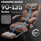 Massage Office Chair with Foot Rest,6 Points Vibration & Heat Executive Office Chairs for Heavy People,500LBS Big and Tall Office Chair,Ergonomic Reclining Desk Chair,Dual-Use Pillow,Brown