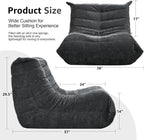 Bean Bag Chairs for Adults Giant Bean Bag Chair Memory Foam BeanBag Chair Bean Bag Sofa with Filler Faux Fur Fireside Beanbags Lazy Sofa for Living Room Bedroom Office (Darkgrey Chenille, Single)