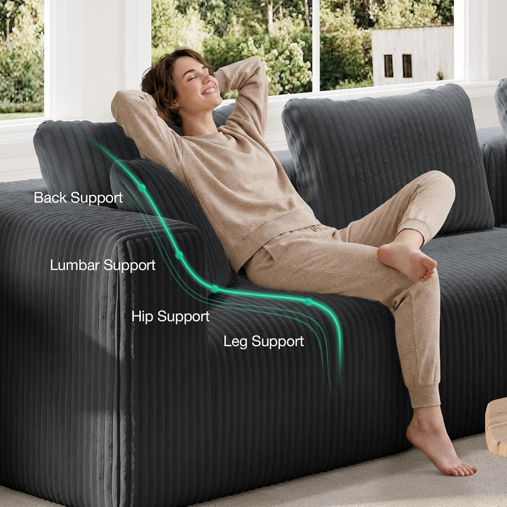 Novilla Modular Sectional Sofa, Modern Cloud Sectional Couch with Smarts Coil® Support, Upholstered Boneless Couch for Living Room Apartments Bedroom, No Assembly Required, Dark Gray (Armless Chair)