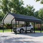 12x15 FT Heavy Duty Metal Carport, All-Weather Outdoor Vehicle Shelter with Steel Roof & Reinforced Frame, Permanent Car Canopy for Trucks, SUVs, Boats & Garden Storage(Gray)