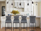 UVV Counter Height Bar Stools Set of 2, 26" Modern Barstools with Back, Velvet Upholstery Counter Chairs with Metal Legs for Kitchen Island, Bar, Counter, Gray