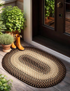 EastEnd EL83 Charcoal 7' x 9' Oval - Braided Area Rug, Home Decor, Floor Mat or Bedroom Rug - Easy Care, Ideal for High Traffic Areas in Hallway and Living Room - Made in USA