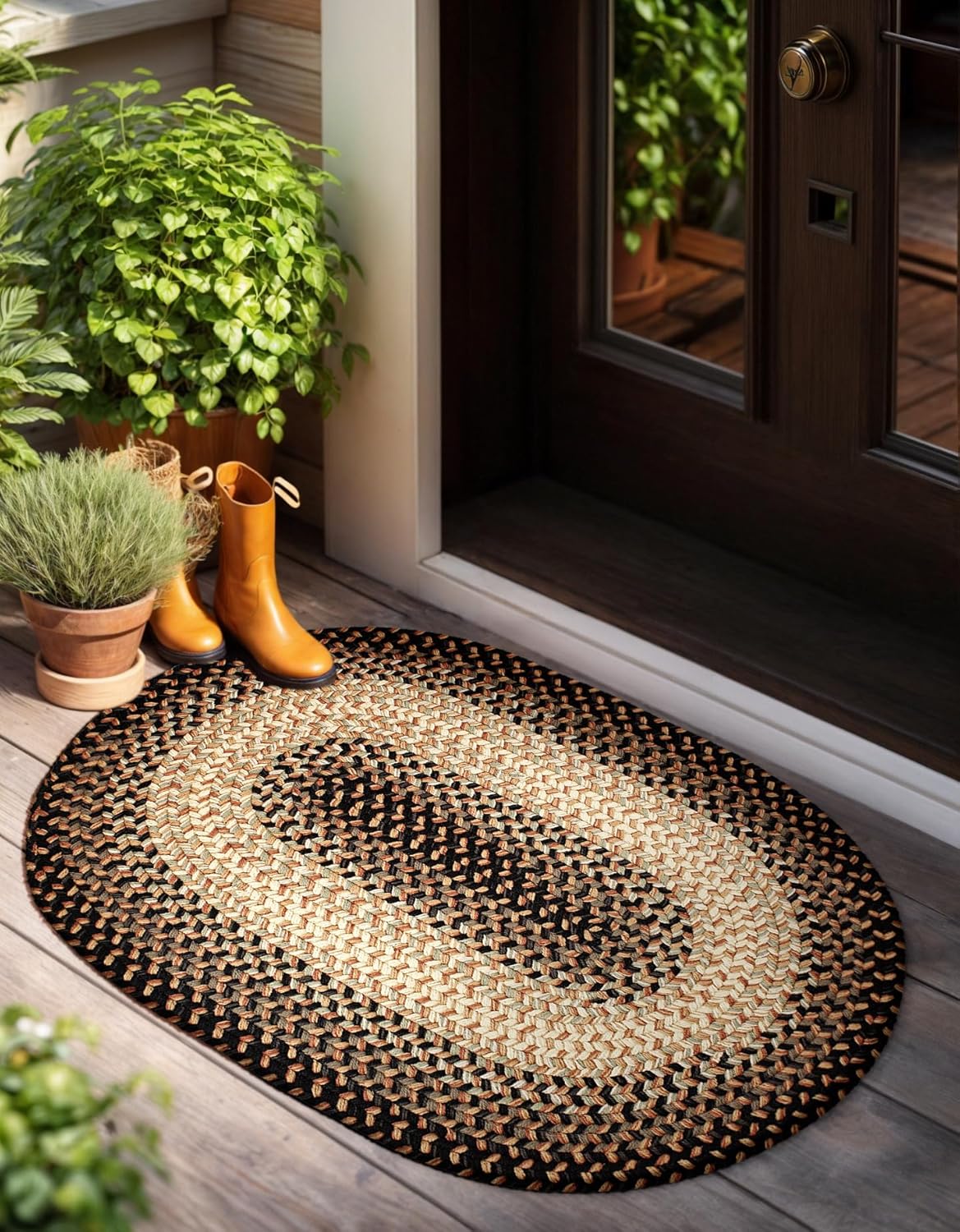 EastEnd EL83 Charcoal 7' x 9' Oval - Braided Area Rug, Home Decor, Floor Mat or Bedroom Rug - Easy Care, Ideal for High Traffic Areas in Hallway and Living Room - Made in USA