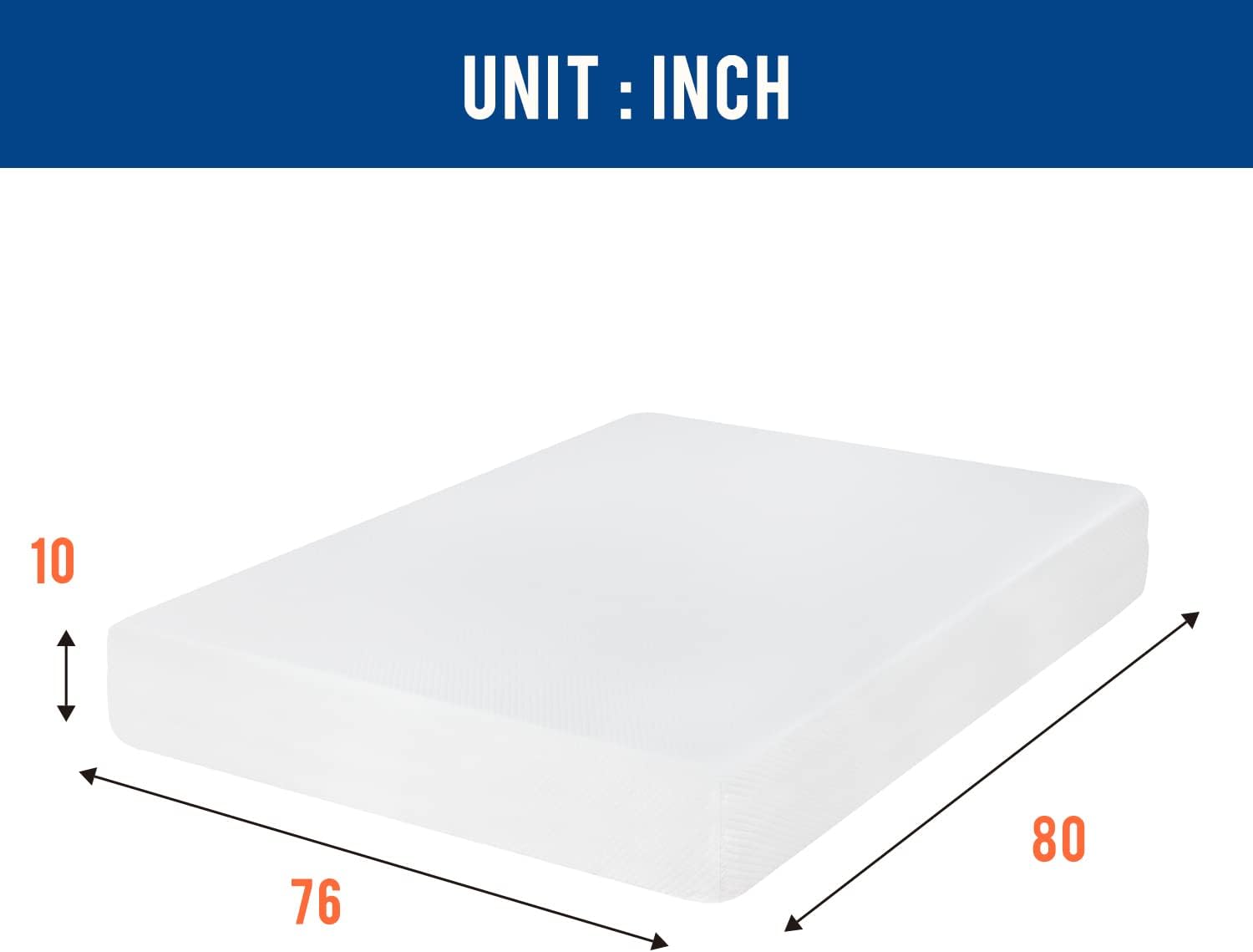 FDW | 10 Inch King Mattress | Medium Firm | Gel Memory Foam Mattress | White | Bed in a Box, CertiPUR-US Certified | Pressure Relief, Cooling Ventilated Foam | Washable Removable Cover