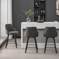 Bar Stools Set of 3, 26" Swivel Counter Height Bar Stools with High Back, Linen Kitchen Barstools Counter Height for Kitchen Island (Dark Grey, 3PCS 26" Counter Stools)
