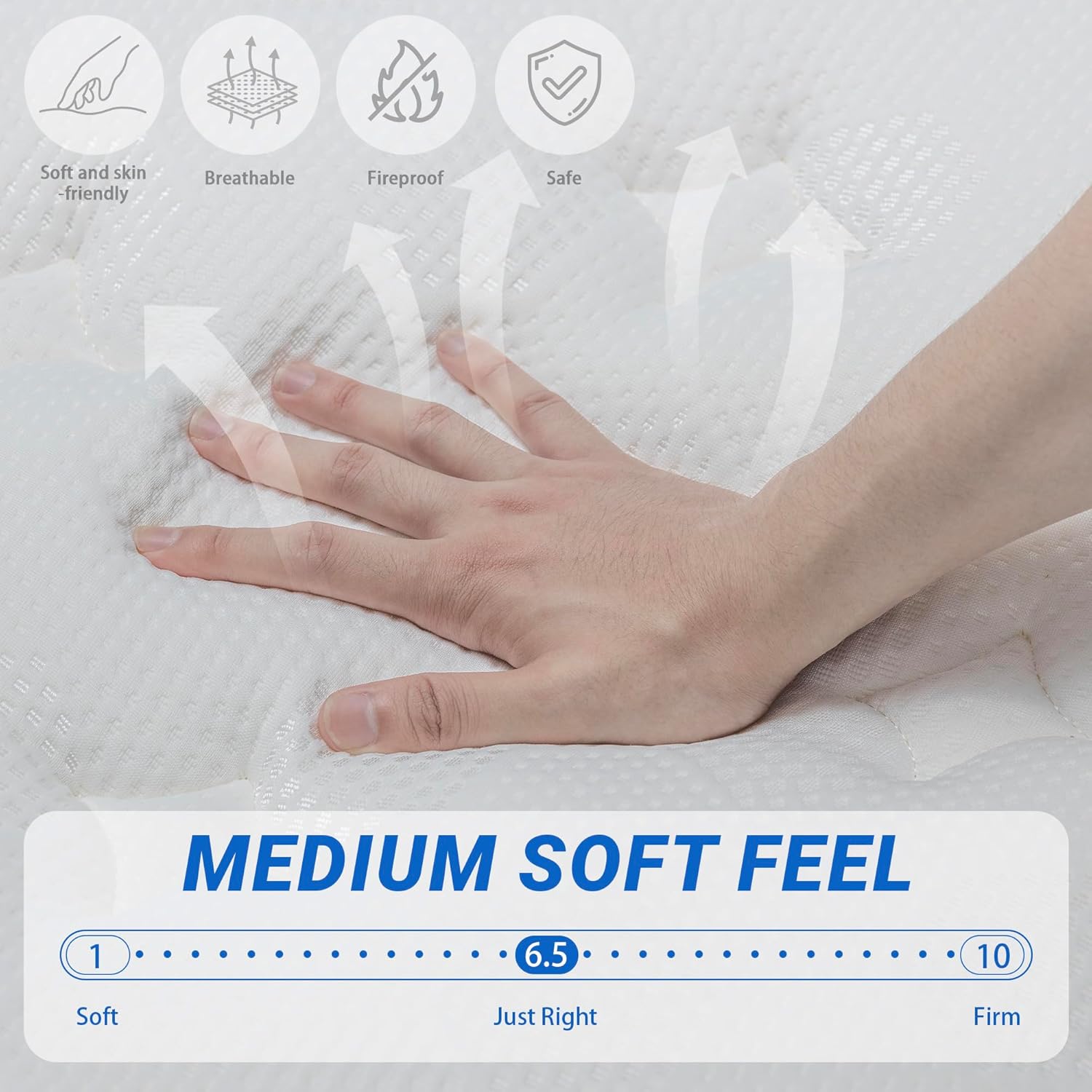 14″ King Hybrid Mattress – Cooler, Quieter & Deeper Comfort, Airflow Foam + Pocket Coils, 2″+ Plush Cushion, Heavy-Duty Support, CertiPUR-US, Fiberglass-Free, Mattress in a Box
