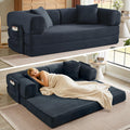 Boneless Couch Folding Couches for Living Room Sofa, Futon Sofa Bed with Sleeper Sofa, Futon Couch with Fixed-Shape Oversized Corduroy Upholstered (Dark Gray, 81 Inches)