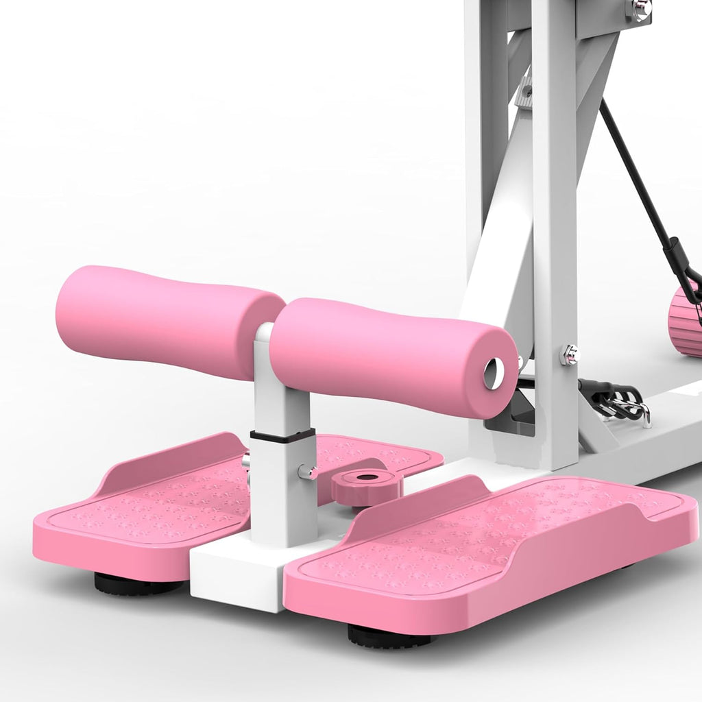 Deep Squat Machine for Home Gym, Pink, Glutes and Core Trainer with Resistance Bands, Squat Assist for Legs Workout