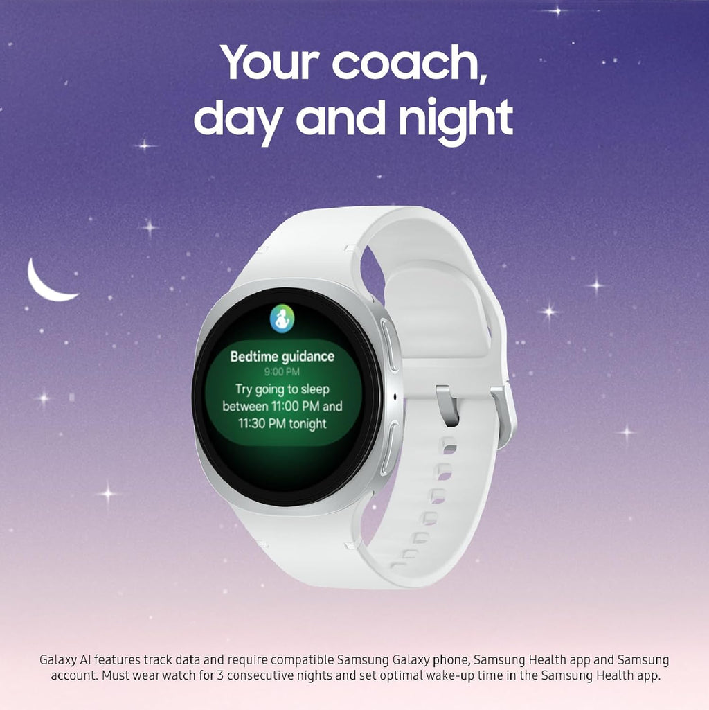 Samsung Galaxy Watch 8 (2025) 40mm Bluetooth Smartwatch  Cushion Design  Fitness Tracker  Sleep Coaching  Running Coach  Energy Score  Heart Rate Tracking  Graphite US Version  2 Yr Warranty