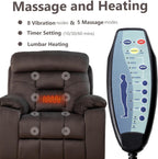 Oversized Power Recliner Chair for Elderly, Big and Tall Electric Lift Recliners with Massage and Heat, Overstuffed Wide Large Living Room Reclining Sofa, Hidden Cup Holder, Velnet Dark Brown