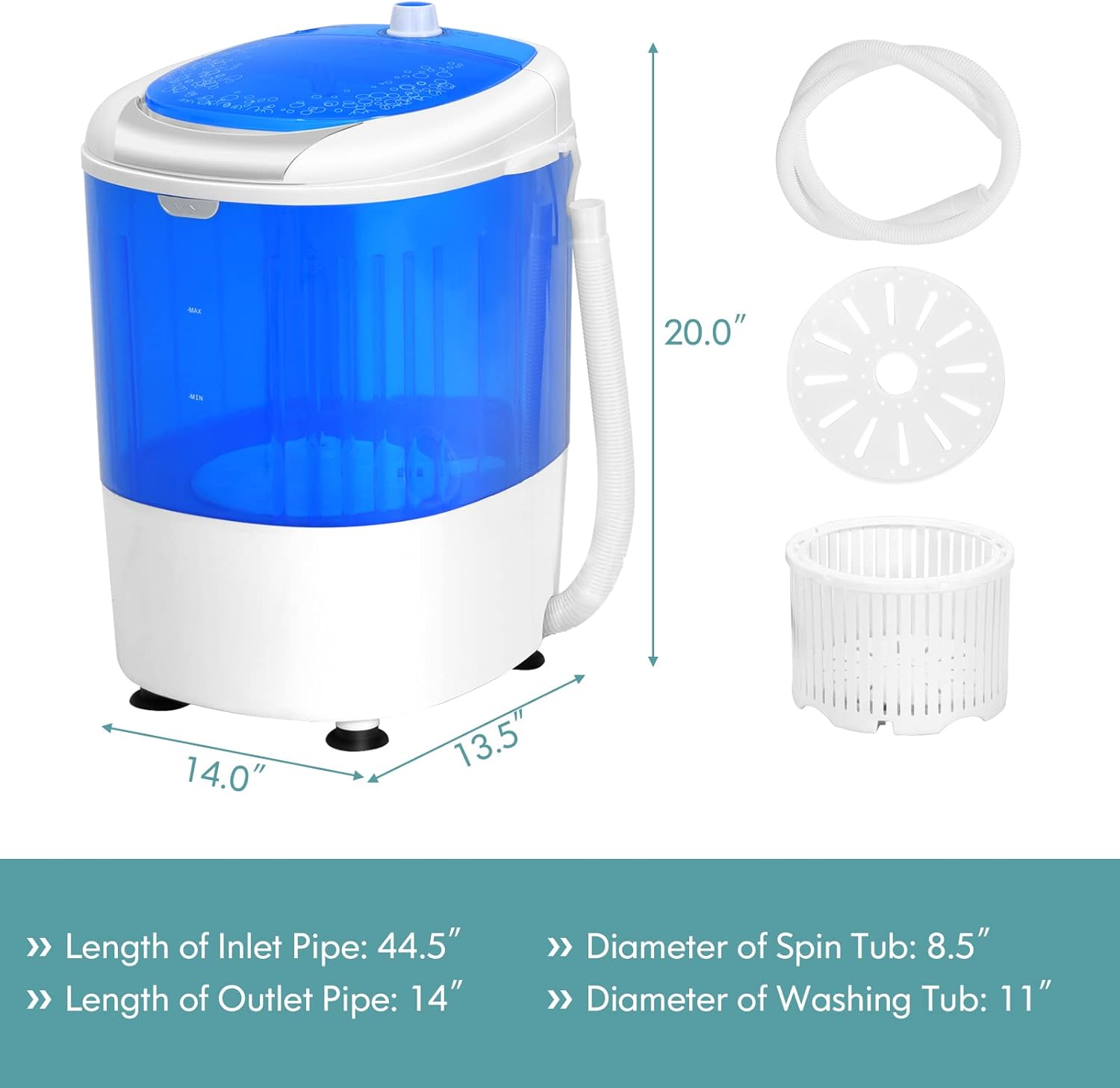 Giantex Portable Washing Machine, Mini Washer and Spinner Combo, 5.5lbs Washing Capacity, Semi-automatic Compact Laundry Machine for Apartment Dorm RV
