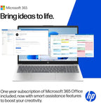 HP 15.6" Laptop with Microsoft Office 365 Included  Intel 4-Core Processor  32GB RAM 128GB SSD  Windows 11  PLUSERA Earphones  Natural Silver