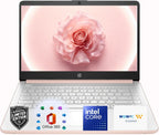 HP 14″Rose Gold Lightweight Laptop  with Office 365 & Copilot AI  Intel Processor  4GB RAM Memory  64GB SSD + 1TB Cloud Storage